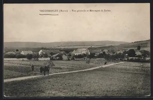AK Vaudemanges /Marne, Vue générale et Montagne de Reims