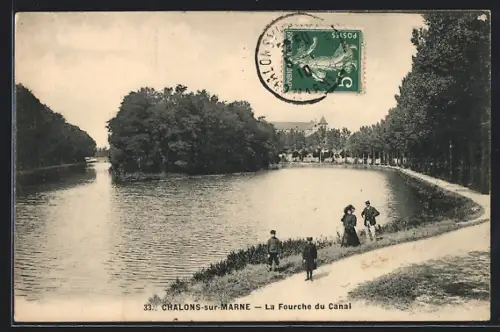 AK Châlons-sur-Marne, La Fourche du Canal