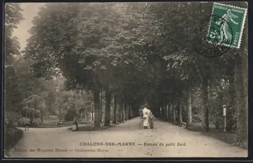 AK Châlons-sur-Marne, Entrée du petit Jard