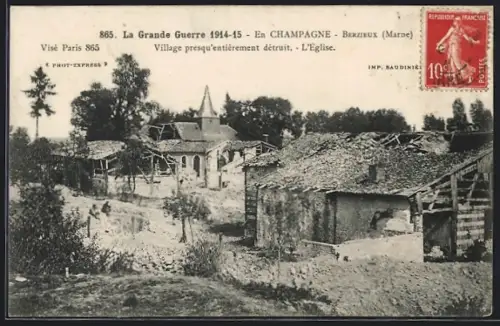 AK Bzovieux /Marne, Village presque entièrement détruit, L`Église