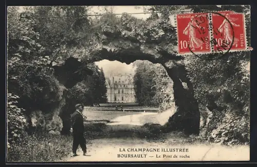 AK Boursault, Le Pont de roche et vue sur le château