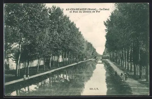 AK Ay-Champagne /Marne, Le Canal et Pont du Chemin de Fer