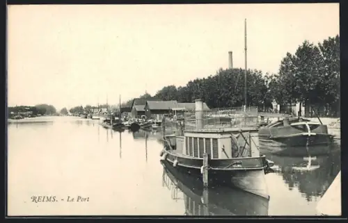 AK Reims, Le Port et les bateaux sur la rivière