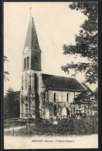 AK Herpont /Marne, L`Église, chevet