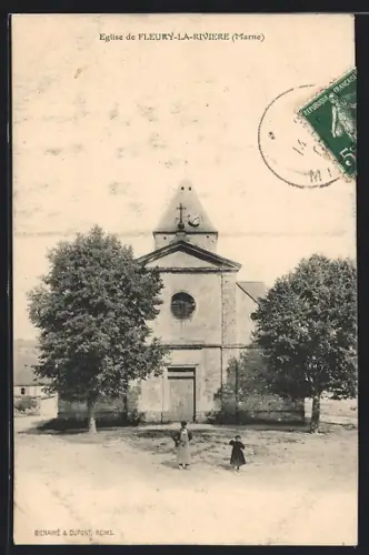 AK Fleury-la-Rivière /Marne, Église de Fleury-la-Rivière