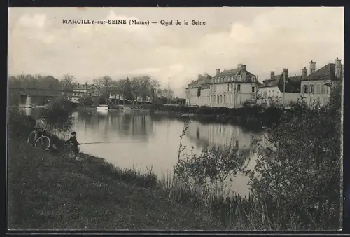 AK Marcilly-sur-Seine /Marne, Quai de la Seine