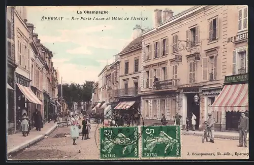 AK Èpernay, Rue Porte Lucas et Hotel de l`Europe