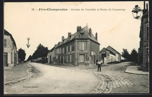 AK Fère Champenoise, Avenue du Cimetière et Route de Connantray