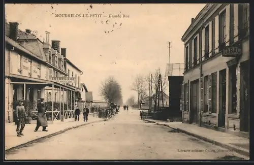 AK Mourmelon-le-Petit, Grande Rue avec café et tabac