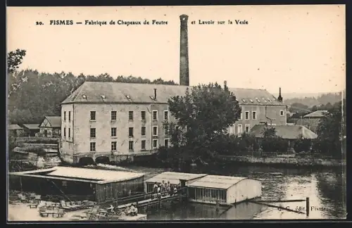AK Fismes, Fabrique de Chapeaux de Feutre et Lavoir sur la Vesle