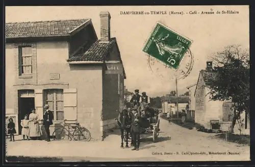 AK Dampierre-au-Temple /Marne, Café, Avenue de St-Hilaire