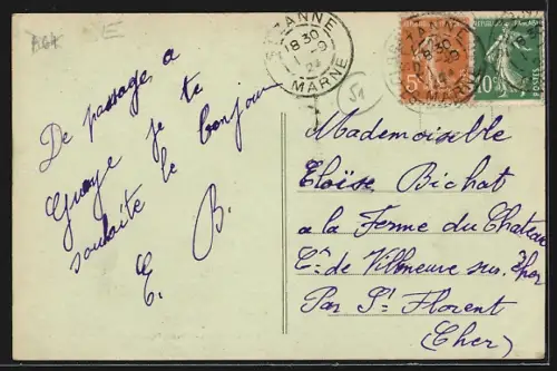 AK Sézanne /Marne, Carrefour Rue Haute et café restaurant animés