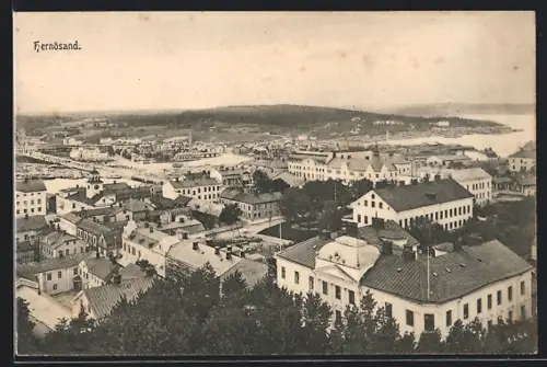 AK Hernösand, Panorama mit Strassenpartie