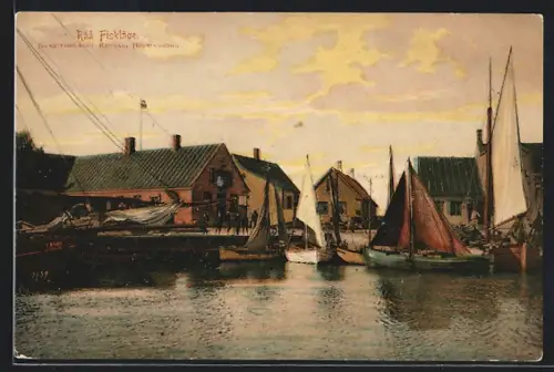 AK Raa Fiskläge, Panorama mit Segelbooten