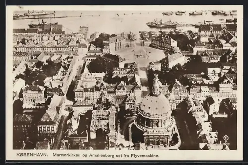 AK Kobenhavn, Marmorkirken og Amalienborg set fra Flyvemaskine
