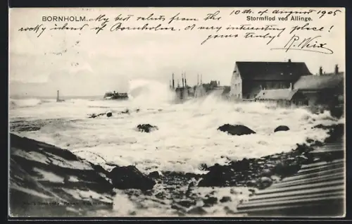 AK Allinge /Bornholm, Stormflod ved Allinge