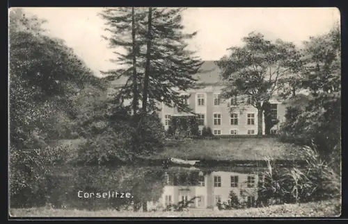 AK Corselitze, Blick auf das Anwesen mit Teich