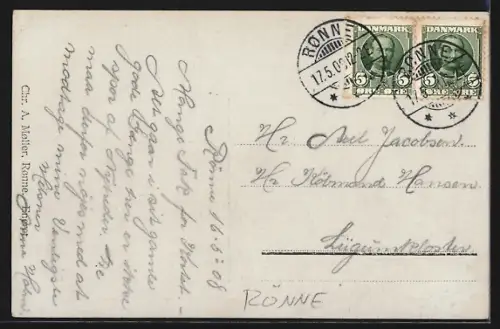 Foto-AK Rönne, Strassenpartie im Ort