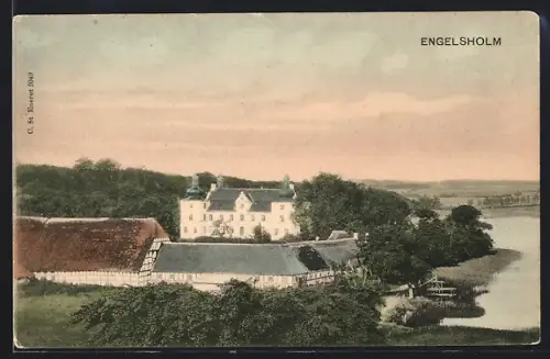 AK Engelsholm, Ortsansicht mit Flusspartie