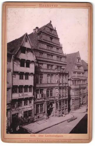 Fotografie Römmler & Jonas, Dresden, Ansicht Hannover, Das Leibnitzhaus mit Geschäften