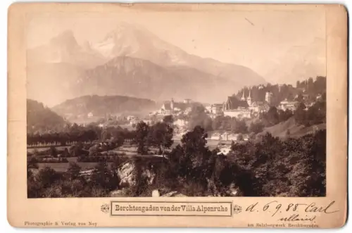 Fotografie Ney, Berchtesgaden, Ansicht Berchtesgaden, Blick nach dem Ort von der Villa Alpenruhe aus gesehen