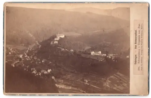 Fotografie E. Schüler, Berlin, Ansicht Schwarzburg, Blick vom Tripstein auf den Ort mit Schloss