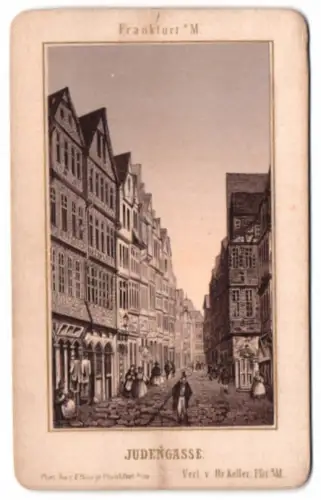 Fotografie Lithographie F. Rau jr., Frankfurt, Ansicht Frankfurt / Main, Blick in die Judengasse