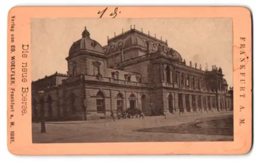 Fotografie Lithographie Ed. Woelfler, Frankfur, Ansicht Frankfurt / Main, die neue Börse