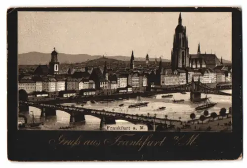 Fotografie Lithographie unbekannter Fotograf, Ansicht Frankfurt / Main, Blick auf die Stadt