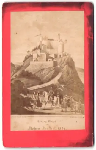 Fotografie unbekannter Fotograf, Ansicht Neuffen, Blick nach der Burg Hohen Neuffen um 1554, nach einem Gemälde