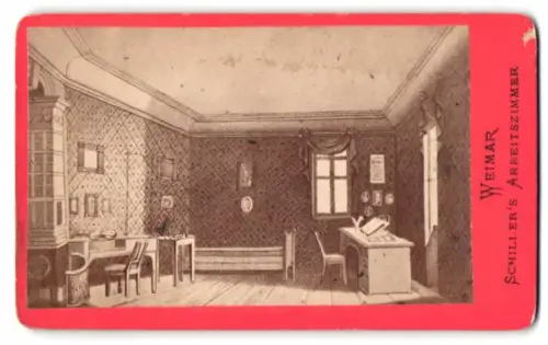 Fotografie unbekannter Fotograf, Ansicht Weimar, Blick in Schillers Arbeitszimmer, nach einem Gemälde