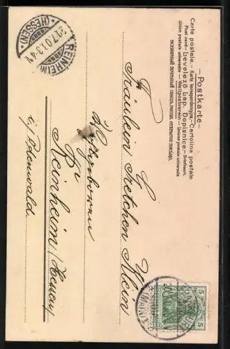 Lithographie Elfe spielt Lyra auf einer Felsvorsprung, Gedicht