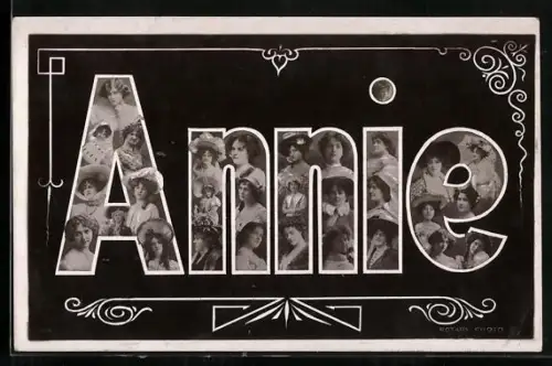 AK Namenstag Annie, Montage eleganter Damen