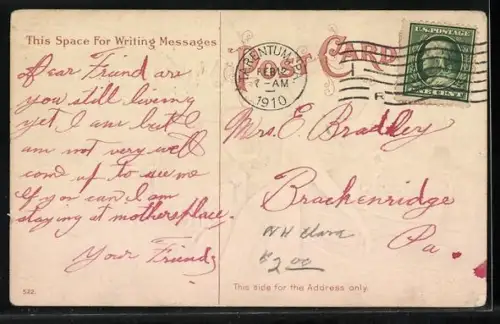 AK Amor und hübsche Dame am Valentinstag