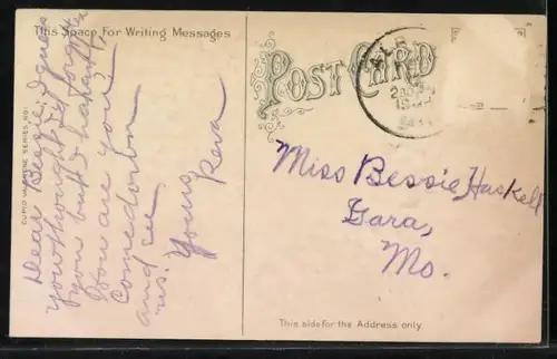 AK Amor und Blumenherz zum Valentinstag