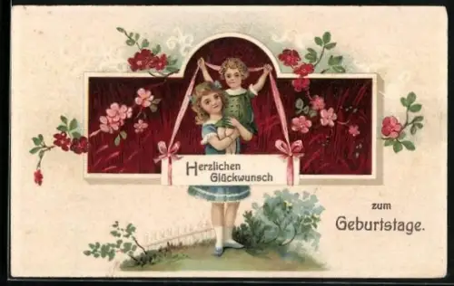 AK Knabe und Mädchen gratulieren zum Geburtstag