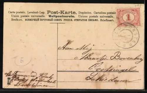 AK Jahreszahl und Turmuhr im Winter, Neujahrsgruss 1907