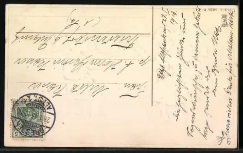 AK Junge gibt Mädchen einen Blumenstrauss zum Geburtstag