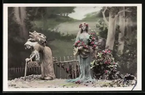 Künstler-AK Alte und junge Frau mit Jahreszahl 1910