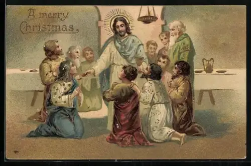 AK Jesus segnet seine Jünger zu Weihnachten