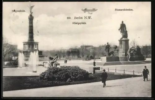 AK Berlin, Zeppelin über dem Königsplatz