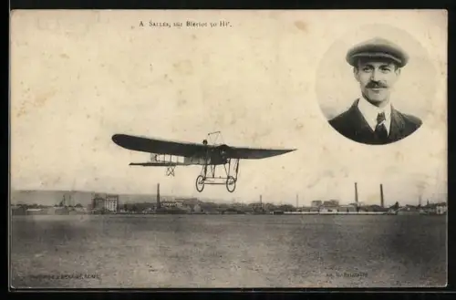 AK Flugzeug Blériot 50 HP, Pilot Salles