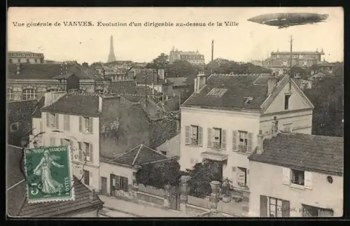 AK Vanves, Zeppelin über dem Ort