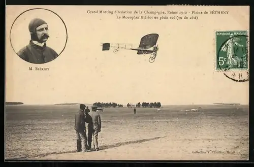 AK Flugzeug Monoplan Blériot en pleine vol