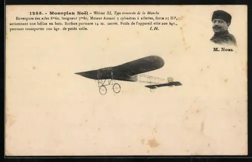 AK Flugzeug Monoplan Noel Blériot XI