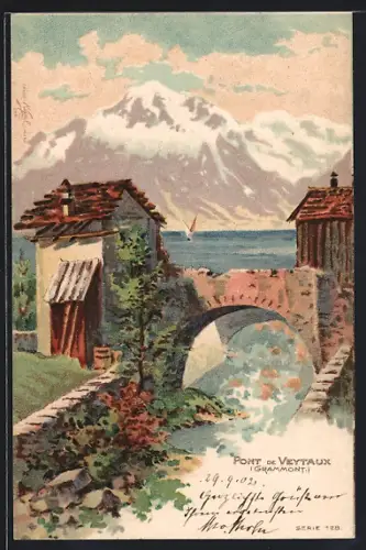 Lithographie Veytaux, Pont de Veytaux