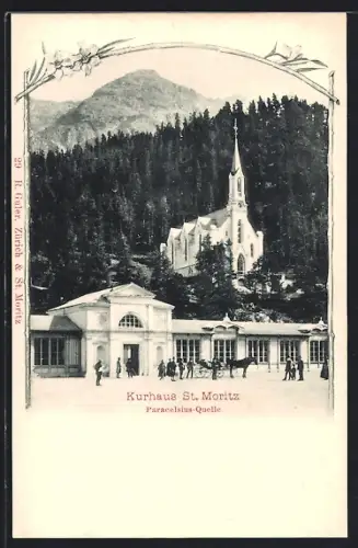 AK St. Moritz, Kurhaus und Paracelsus-Quelle