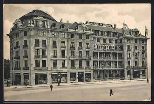 AK Basel, Grand Hotel de L`Univers von der Strasse aus