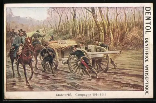 AK Embourbé, Campagne 1914-1916, Artillerie