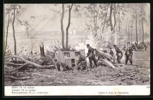 AK Notre 75 en action, Artillerie, Guerre Européenne de 1914